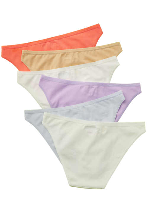 Yellowberry Petal Pima Cotton Bikini Underwear 6pk In Soft Seas