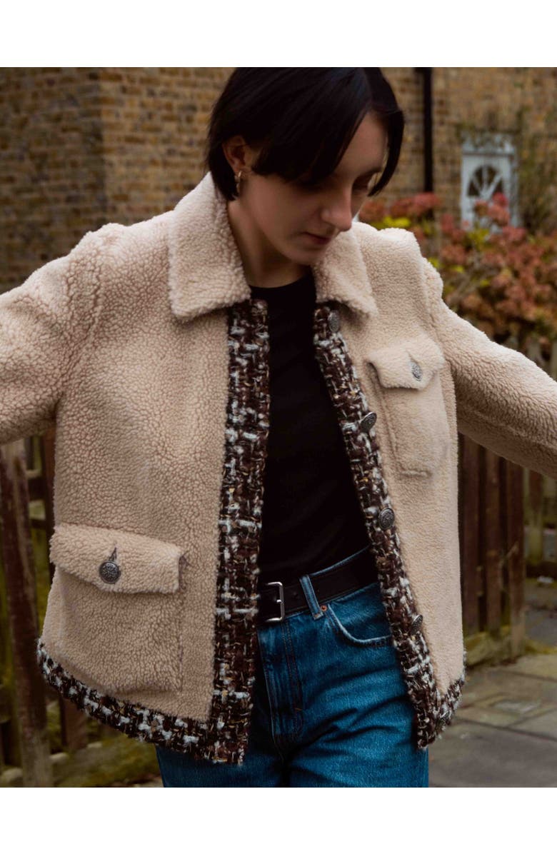 Labeca London Teddy Shearling Jacket, Alternate, color, Beige