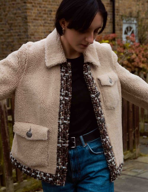 Labeca London Teddy Shearling Jacket In Neutral