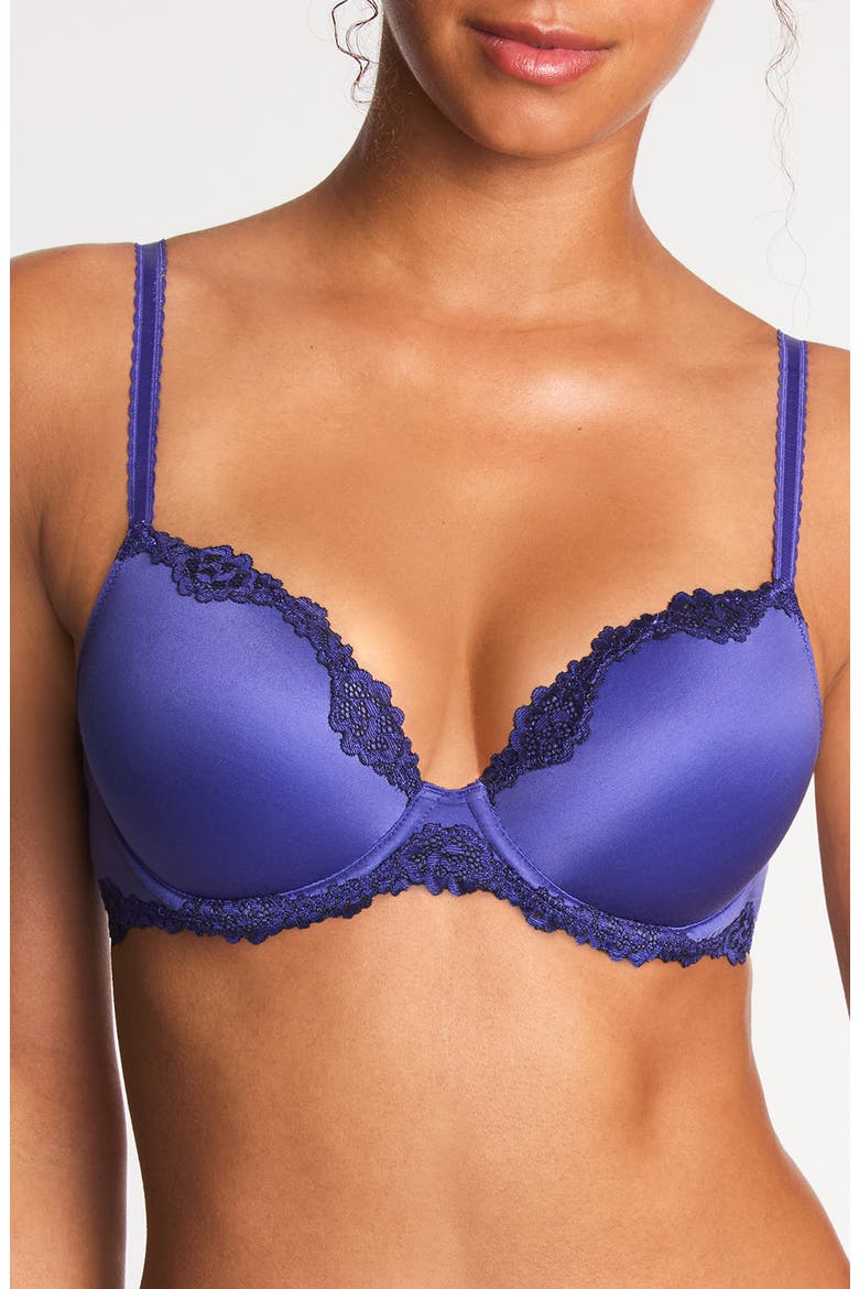 Future Foundation Underwire Lace Trim Contour Bra, Main, color, SPECTRUM BLUE