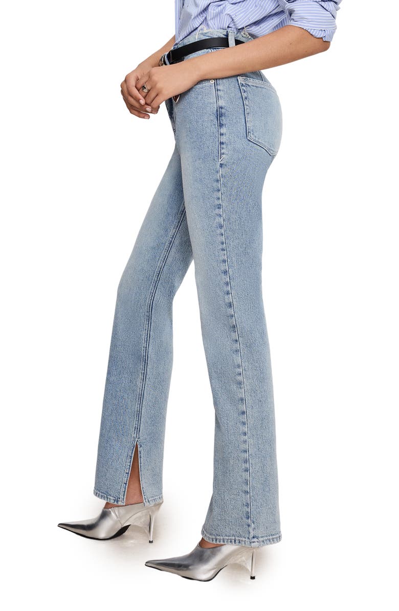 Good American Good Icon High Waist Slit Inseam Jeans, Alternate, color, Indigo750