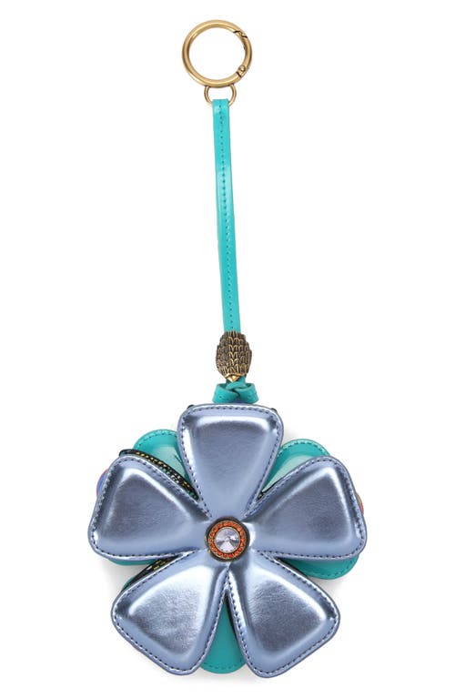 Kurt Geiger London Flower Bag Charm In Aqua Multi