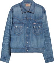 Double RL Studded Denim Snap-Up Shirt Jacket