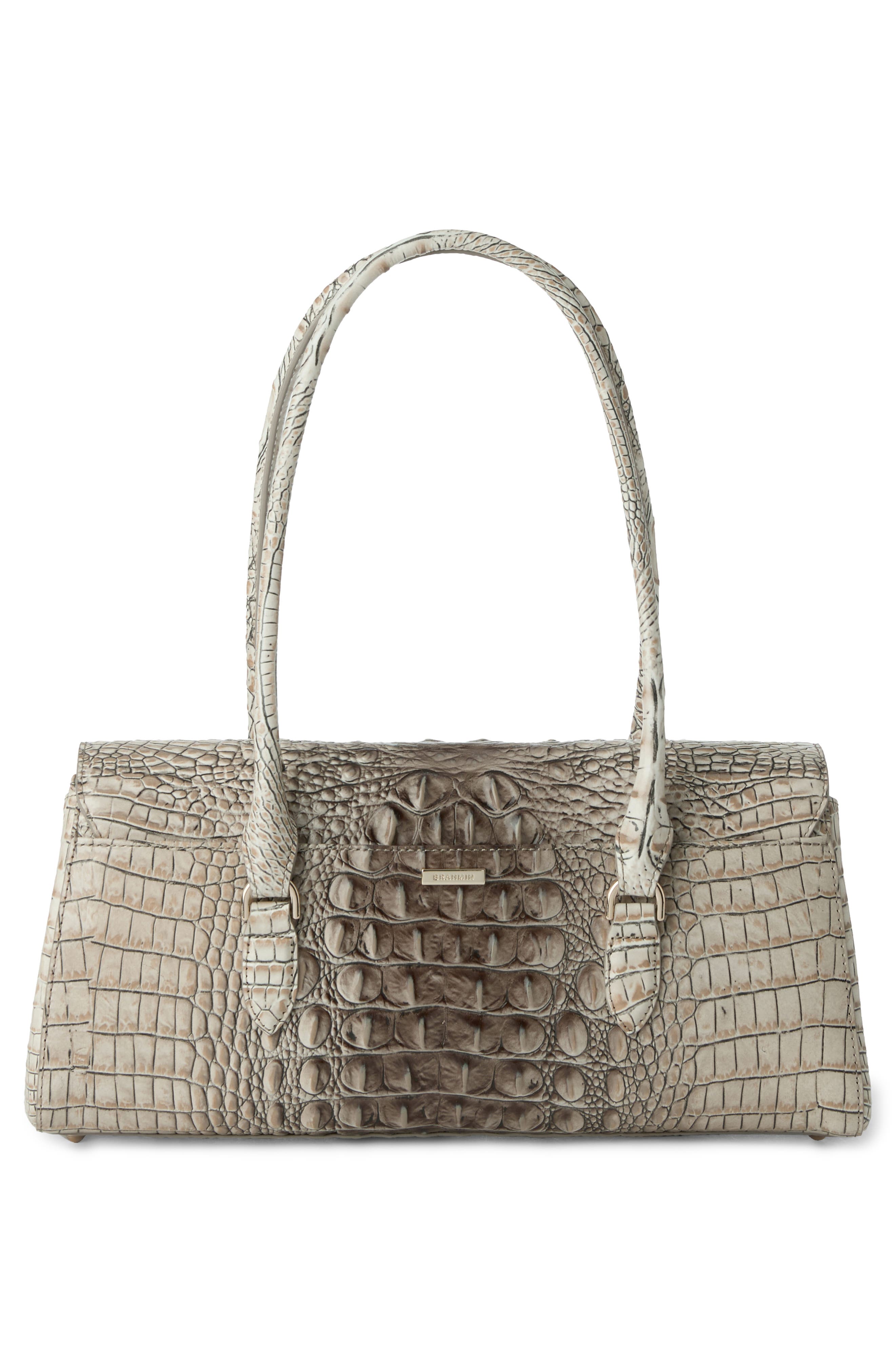 Brahmin Dayan Croc Embossed Leather Satchel, Alternate, color, 