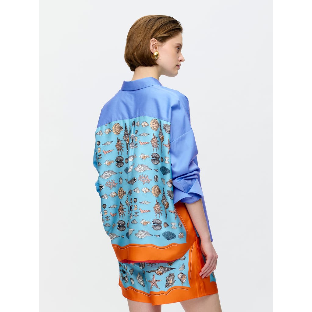 Callas Milano Sirene Scarf Back Shirt In Animal Print