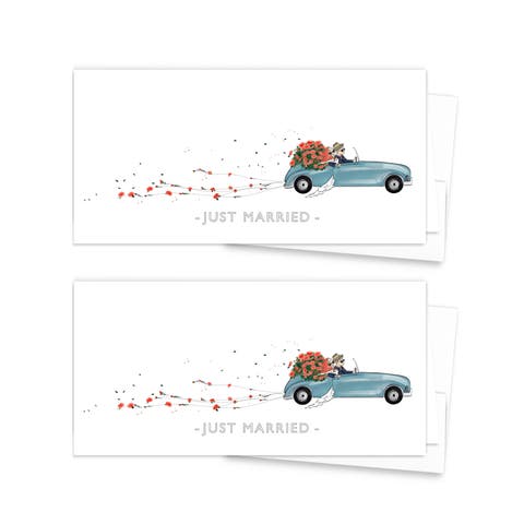 2ct Just Married Long Greeting Card Pack