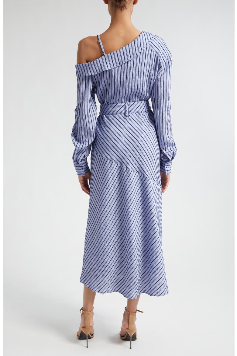 Marcella Asymmetric Stripe Long Sleeve Midi Shirtdress, Alternate, color, NAVY/ RAINCLOUD