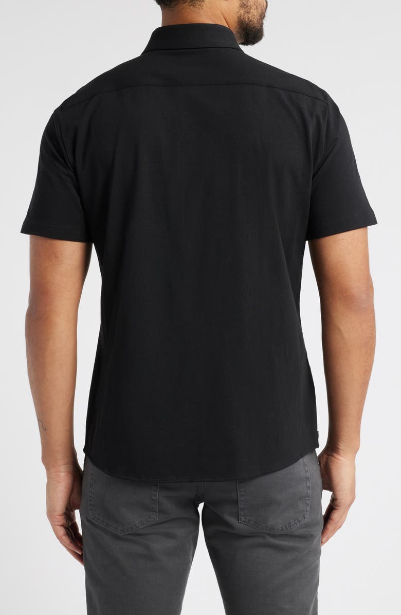 BOSS Roan Knit Short Sleeve Button-Up, Alternate, color, Black