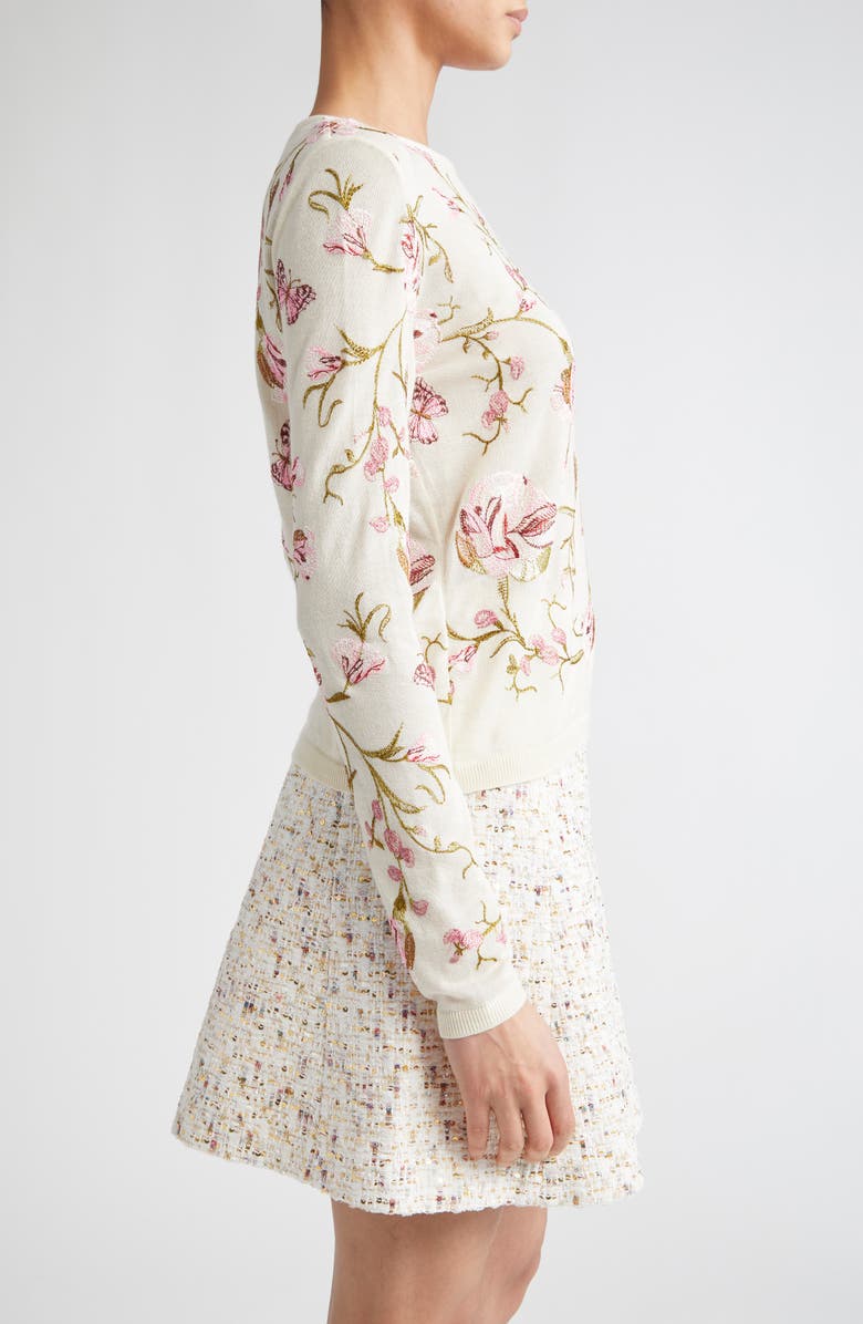 Giambattista Valli Embroidered Cashmere & Silk Sweater, Alternate, color, Ivory