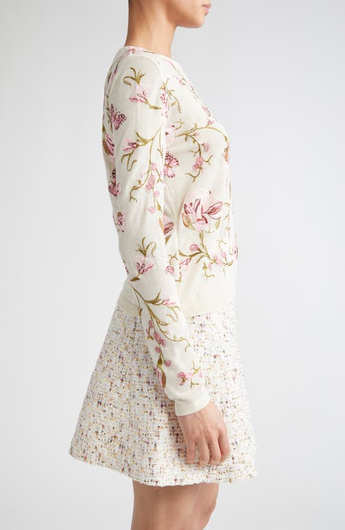Giambattista Valli Floral-embroidered Cashmere Cardigan In Ivory