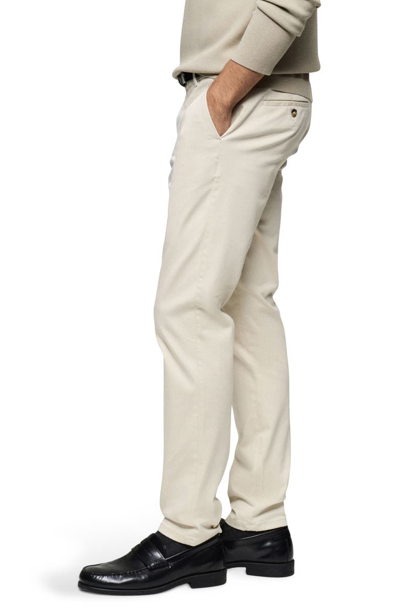 MANGO Serge Slim Fit Twill Chino Pants, Alternate, color, Ecru