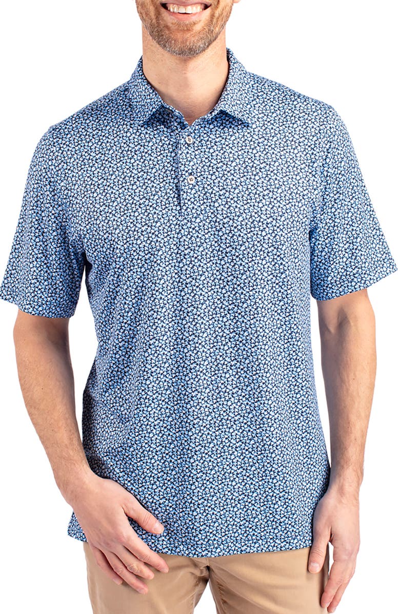 Cutter & Buck Magnolia Scatter Print Performance Polo, Main, color, Atlas/ Navy Blue