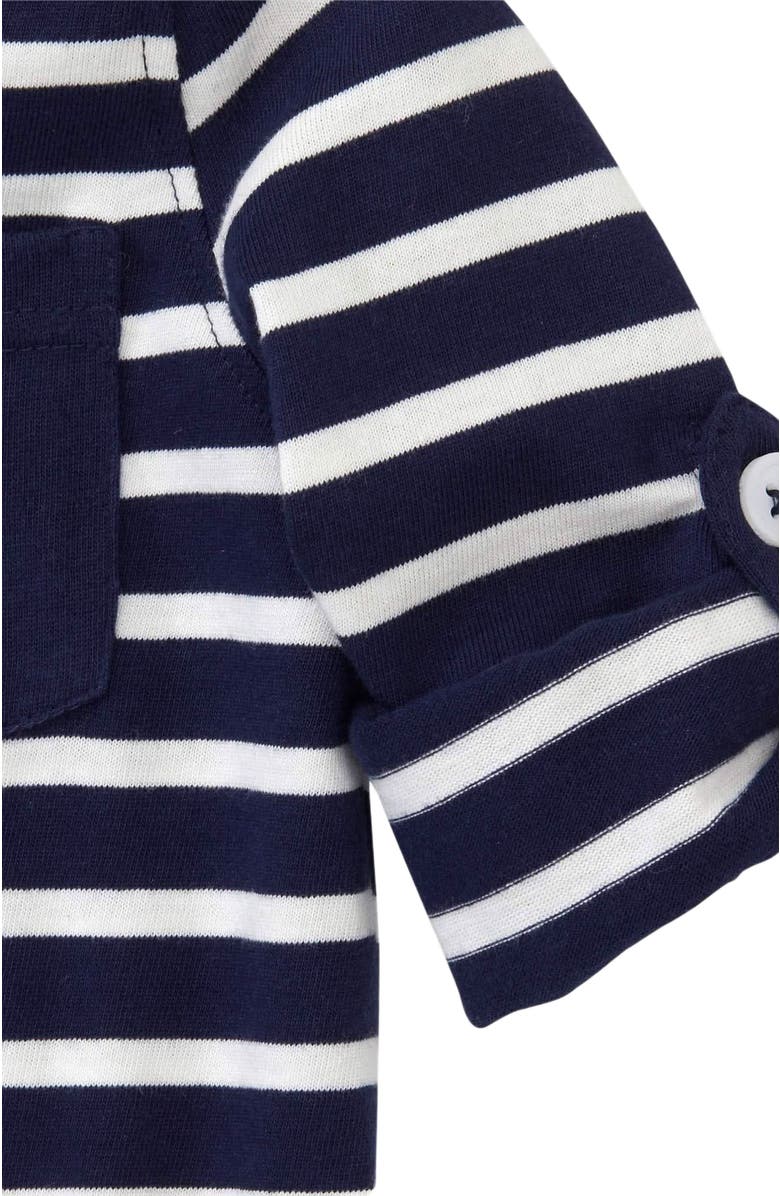 Hope & Henry Boys' Henley Pocket Tee with Rolled Sleeves, Kids, Alternate, color, Navy Stripe With Pocket