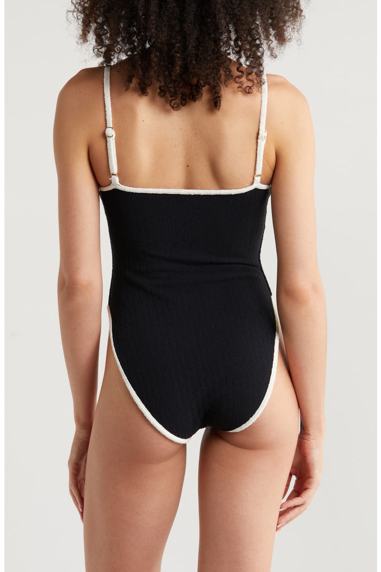 Jacelyn One-Piece Swimsuit, Alternate, color, BLACK TERRY RIB CREAM BINDED