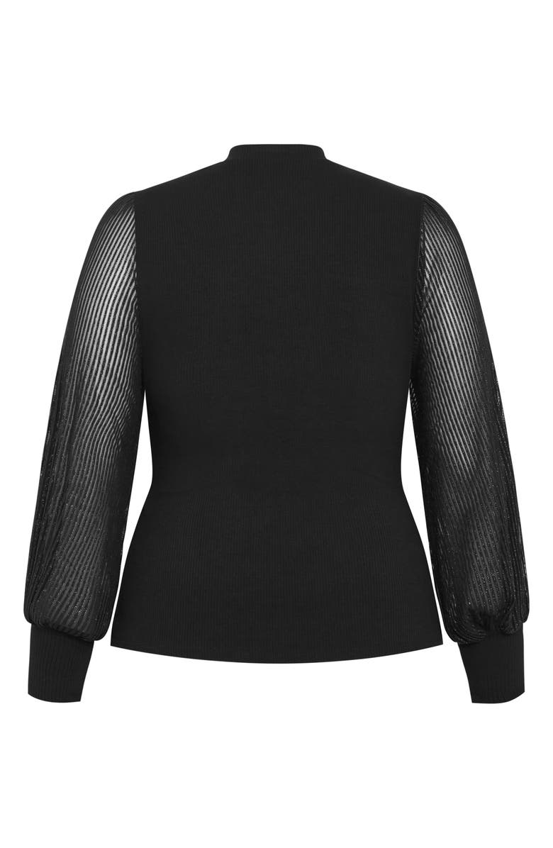 City Chic Tarynn Metallic Stripe Sheer Sleeve Top, Alternate, color,