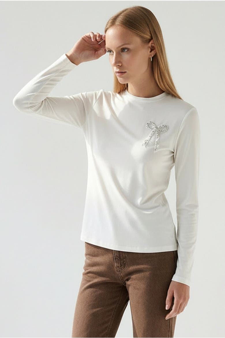 Carolyn Long Sleeve Blouse, Alternate, color, Ecru