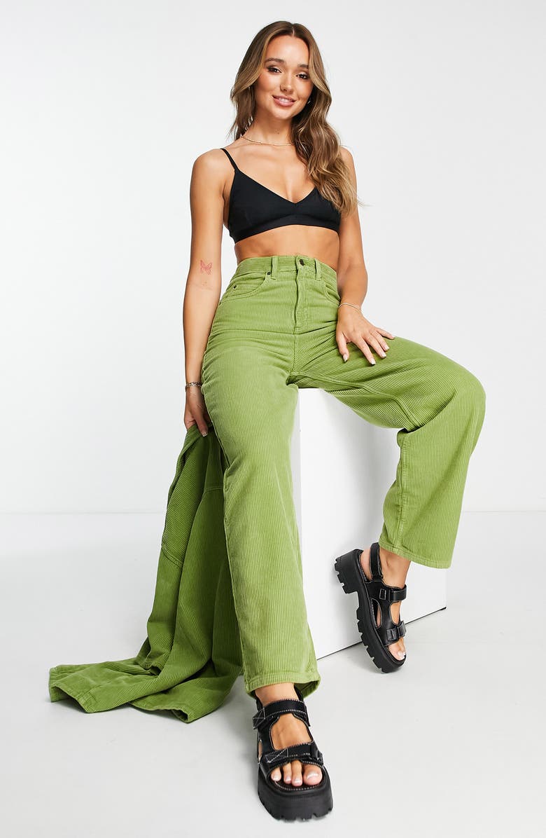 Topshop Baggy Cord High Waist Jeans, Alternate, color, 