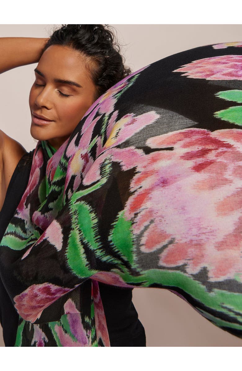 Tori Richard Fleur De Lei Scarf, Alternate, color, Black