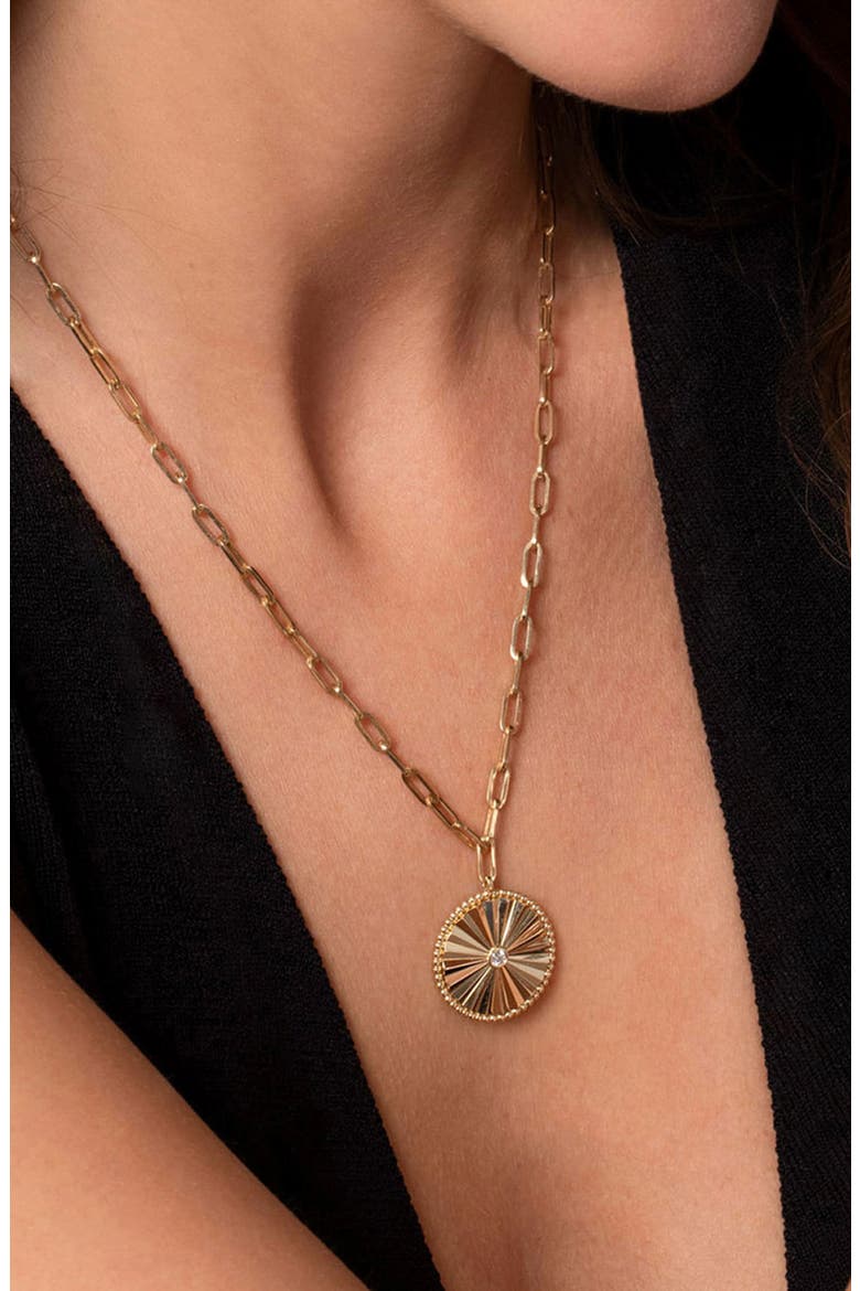 Bujukan Textured Diamond Medallion Pendant Necklace, Alternate, color, GOLD