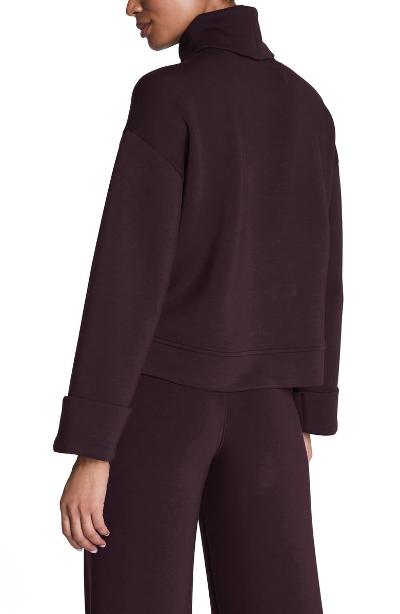 SPANX<sup>®</sup> Cuffed Sleeve Crop Turtleneck Sweatshirt, Alternate, color, Truffle Brown