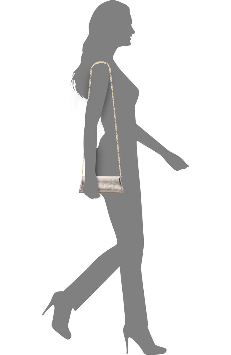 Nina Kallie Embossed Metallic Clutch, Alternate, color, Platino