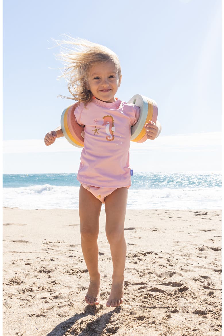 Colorblock Long Sleeve Rashguard, Alternate, color, PINK - SEA HORSE