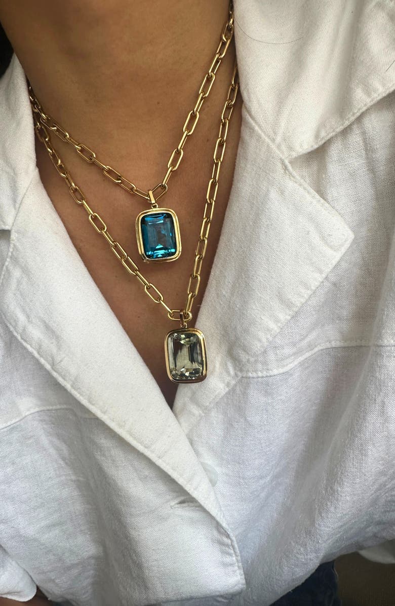 GOSHWARA Manhattan Cushion Pendant Necklace, Alternate, color, Translucent Green