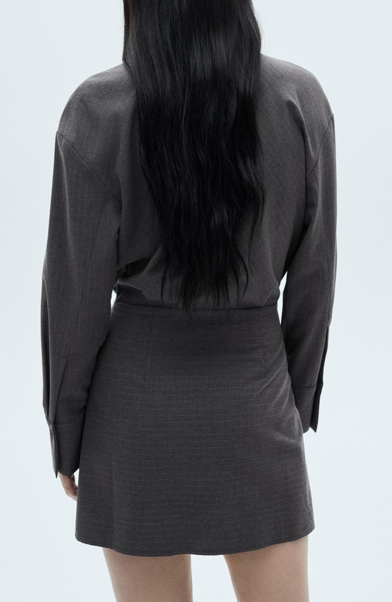 MANGO Pinstripe Long Sleeve Wrap Shirtdress, Alternate, color, 