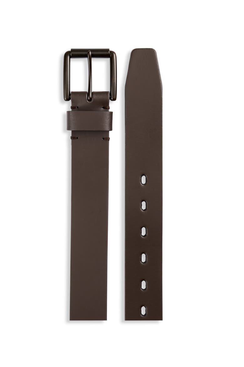 Big & Tall Leather Belt, Alternate, color, BROWN
