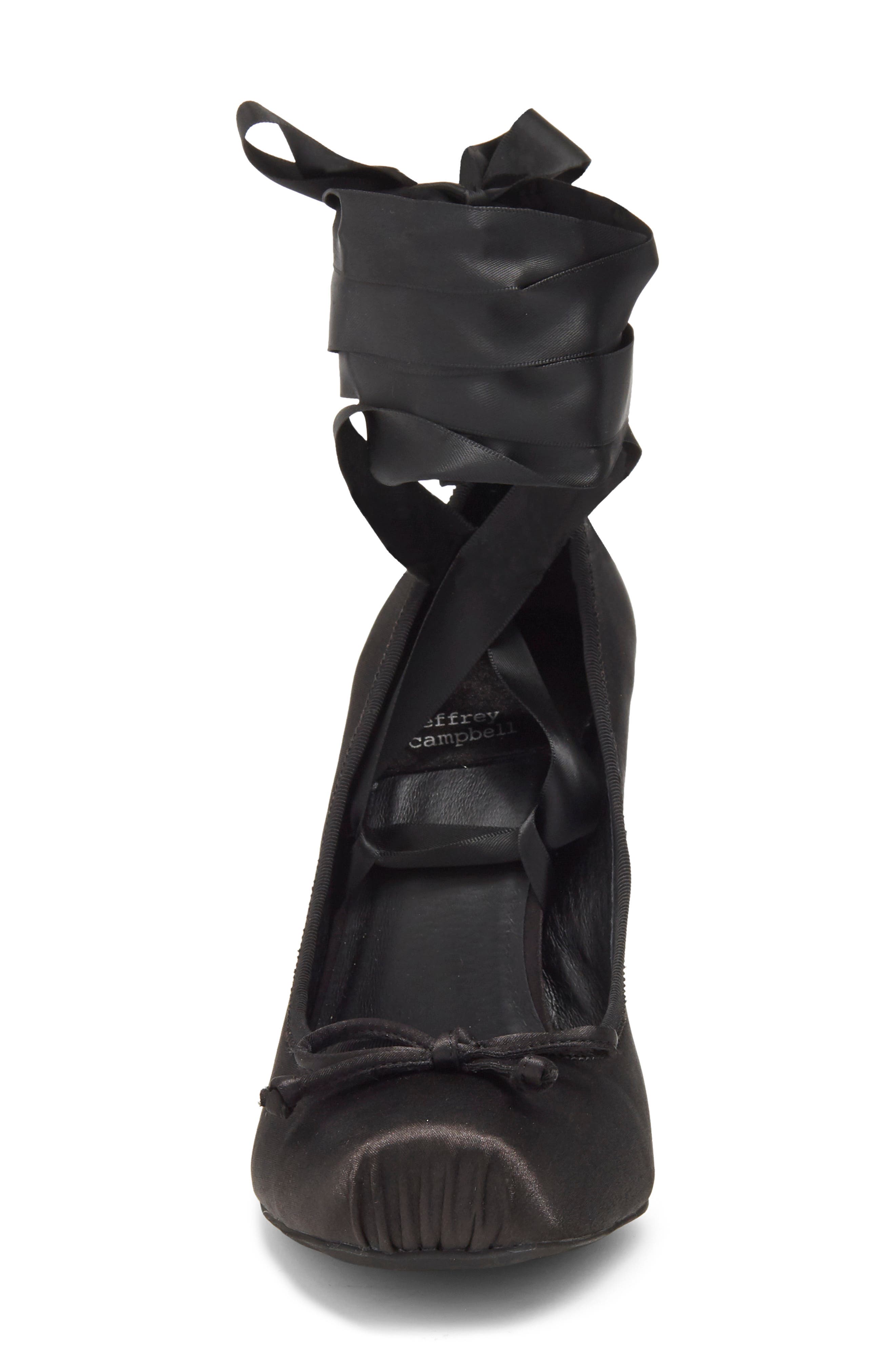 Jeffrey Campbell Nympha Ankle Wrap Pump, Alternate, color, Black Satin