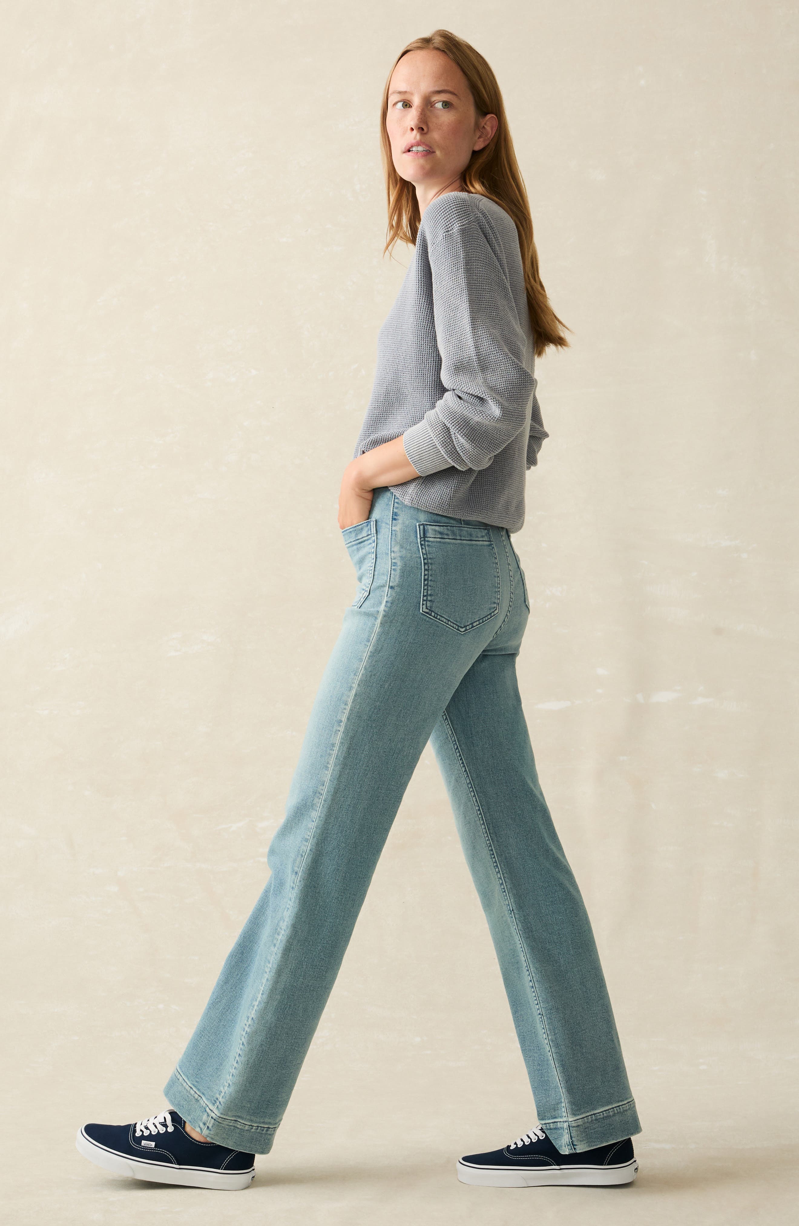 Faherty Stretch Terry Wide Leg Pants | Nordstrom