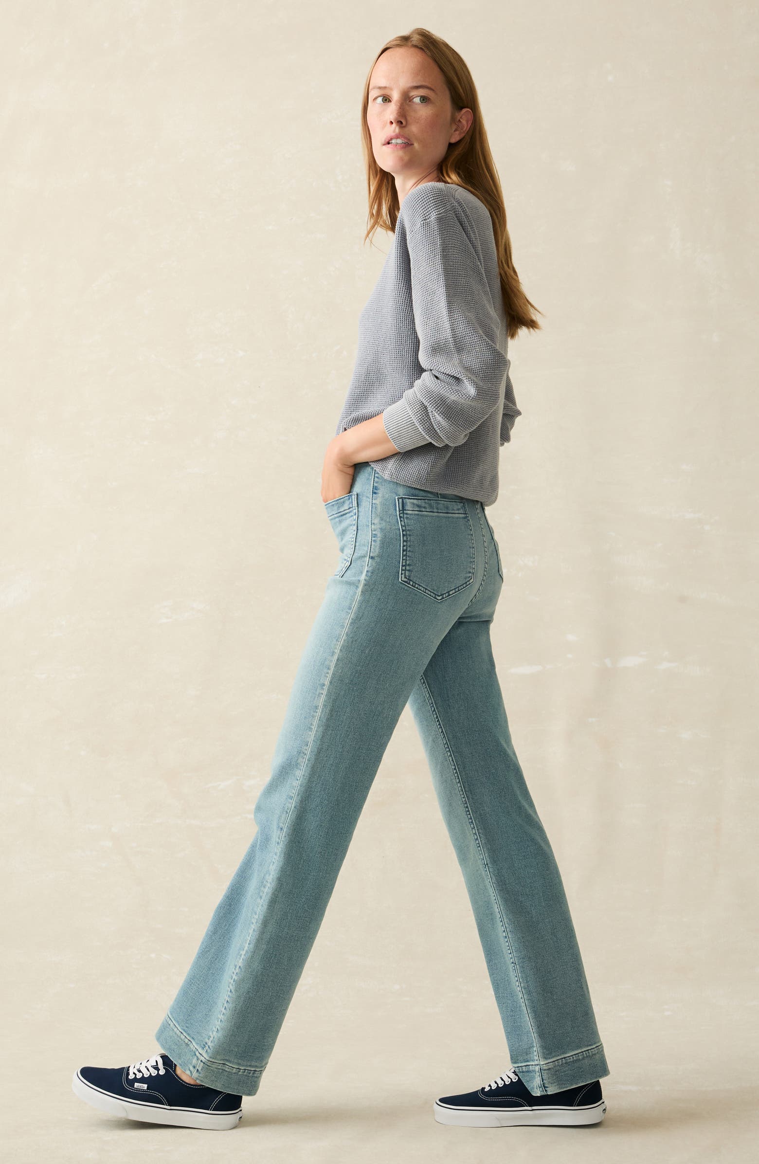 Faherty Stretch Terry Wide Leg Pants | Nordstrom