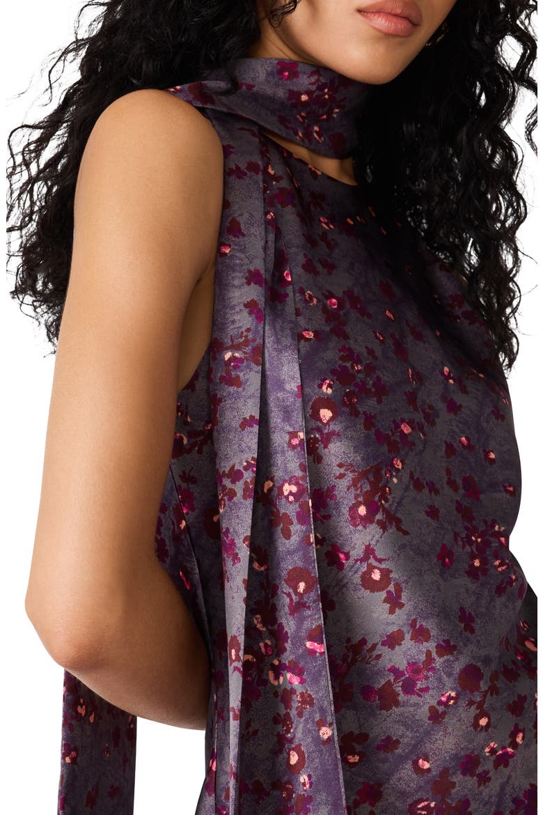 Jaiden Floral Maxi Dress & Scarf, Alternate, color, FEATHER GREY