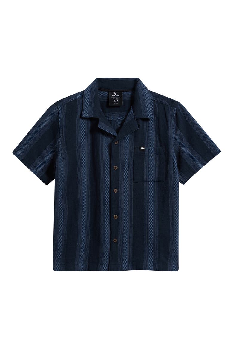 Kids' Surf Weaver Short Sleeve Button-Up Shirt, Main, color, DARK NAVY
