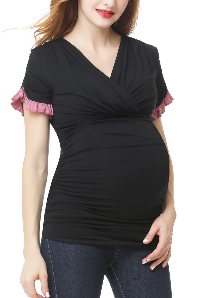 Maternity V-Neck Nursing Top, Alternate, color, Black