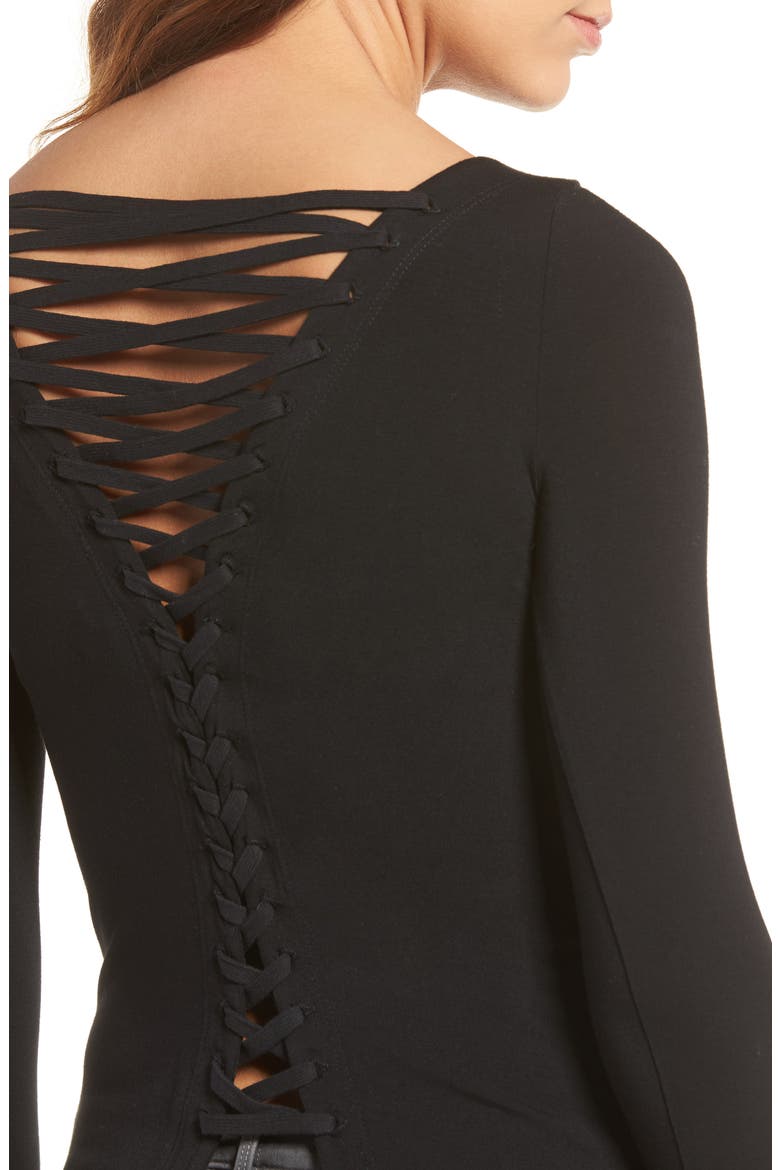 Cuba Libre Lace-Up Back Top, Alternate, color, BLACK
