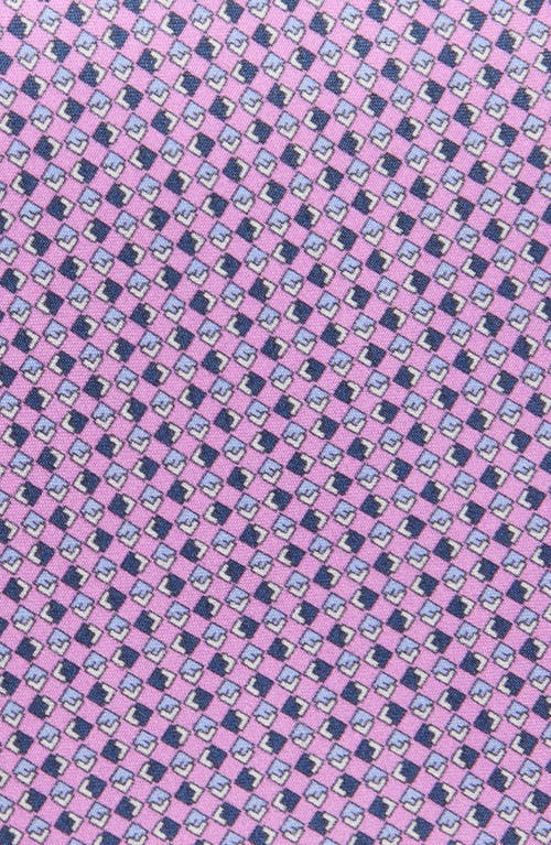 Brioni Geo Print Standard Silk Tie In Pink/navy
