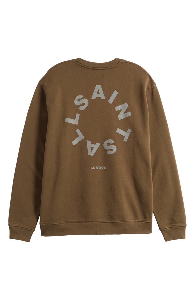 AllSaints Tierra Logotype Graphic Sweatshirt, Alternate, color, Tea Leaf Green