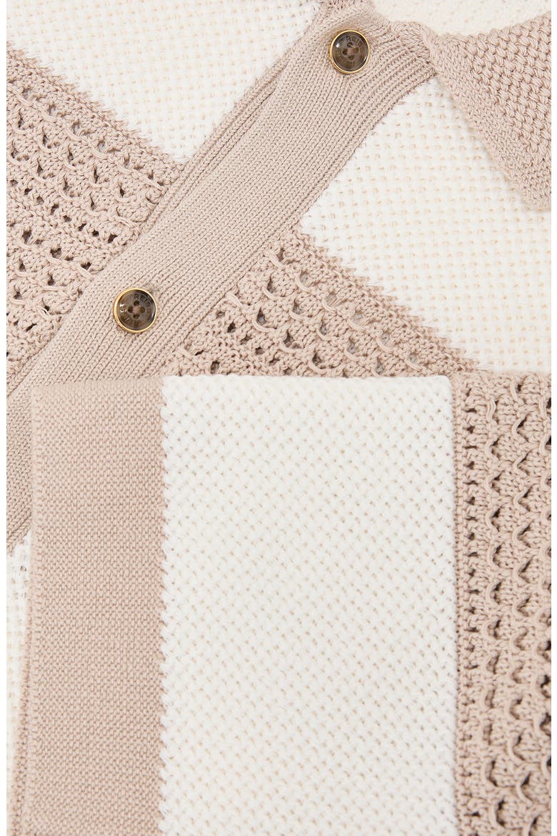 Marek Open Knit Short Sleeve Button-Up Shirt, Alternate, color, WHITE/ STONE