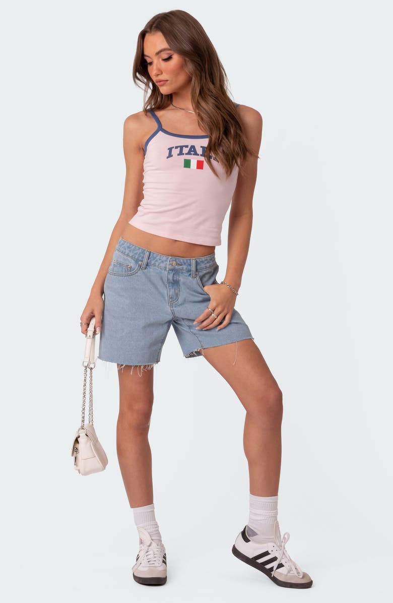 EDIKTED Italy Graphic Crop Tank, Alternate, color, Light-Pink