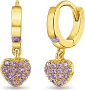 In Season Jewelry Pave Puffed Heart Hoop Plated Earrings