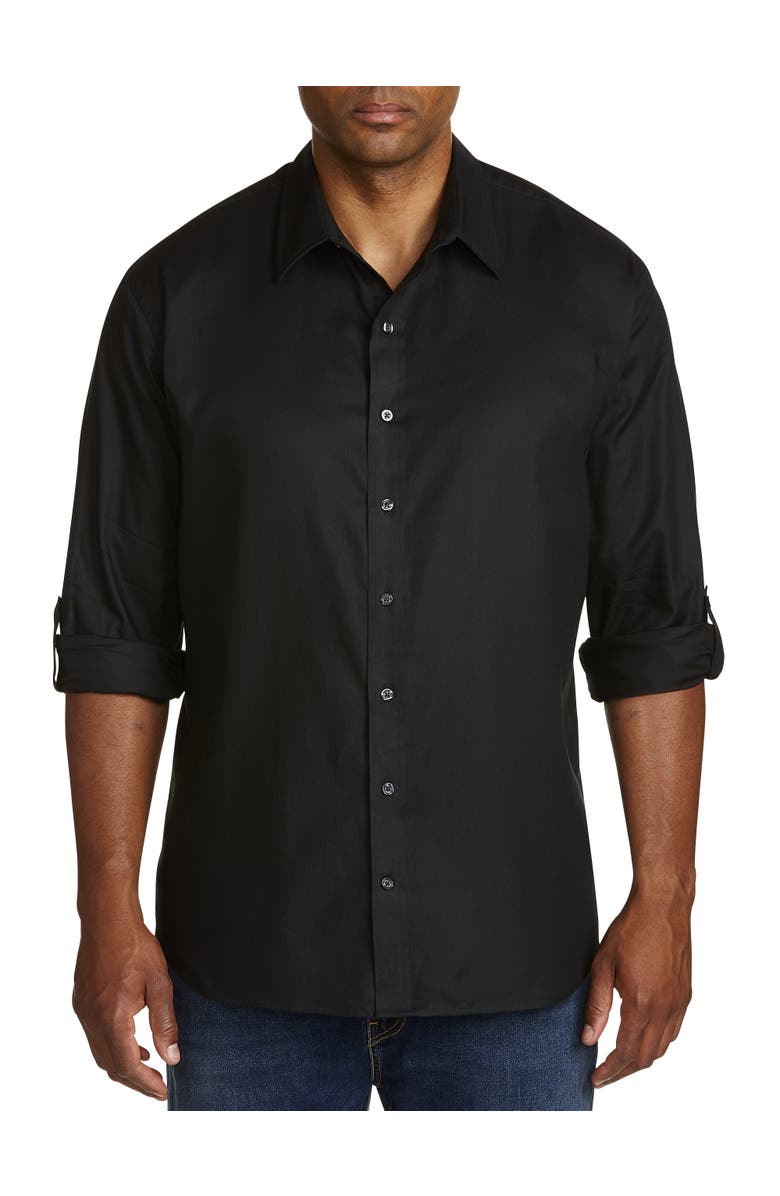 Synrgy by DXL Big & Tall Textured Sport Shirt, Alternate, color, Black