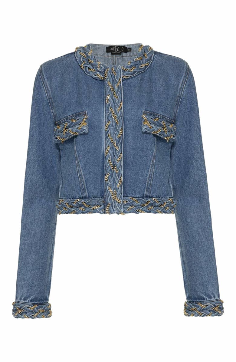 PatBO Braided Denim Cropped Jacket, Alternate, color,