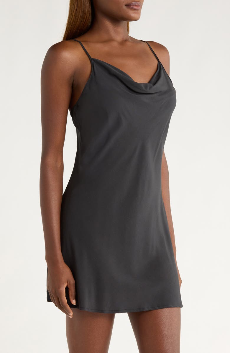 Natori Sleek Chemise, Alternate, color, Black