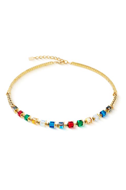 Sparkling Cubes Fusion Chain Gold Necklace