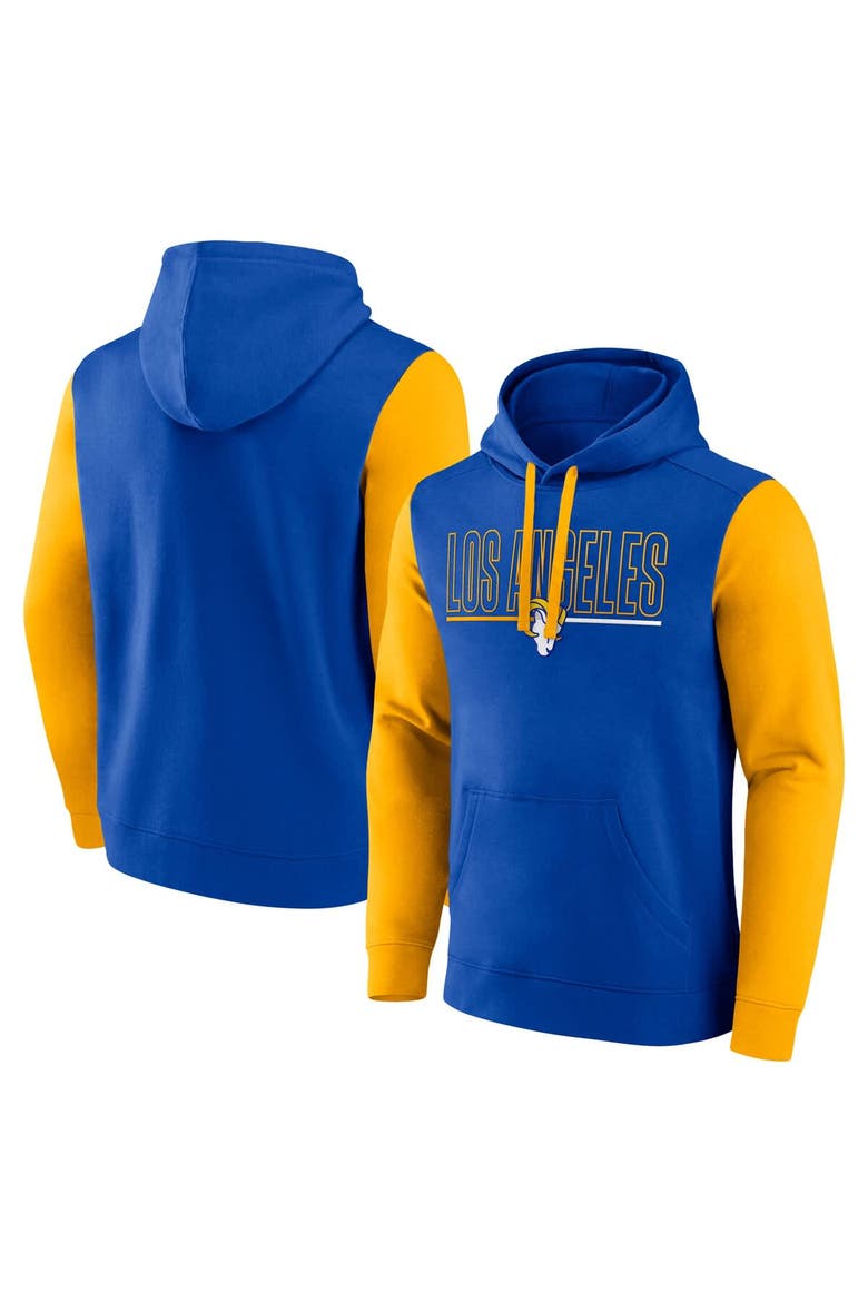 Men's Fanatics Royal/Gold Los Angeles Rams Outline Pullover Hoodie, Main, color, Royal