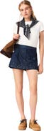 maje Embroidered layered denim shorts
