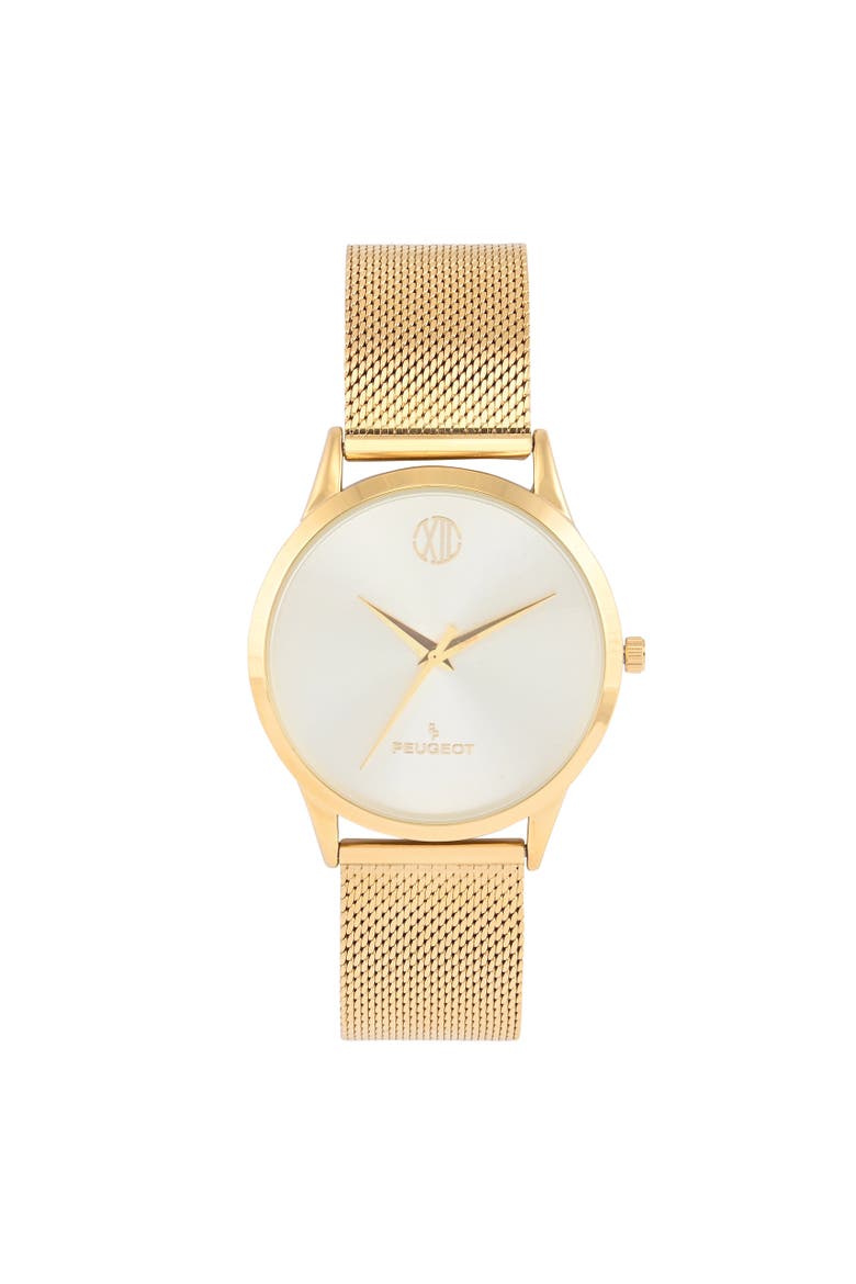 Minimalist Wafer Slim Round Watch- 40MM, Main, color, Mesh Champagne