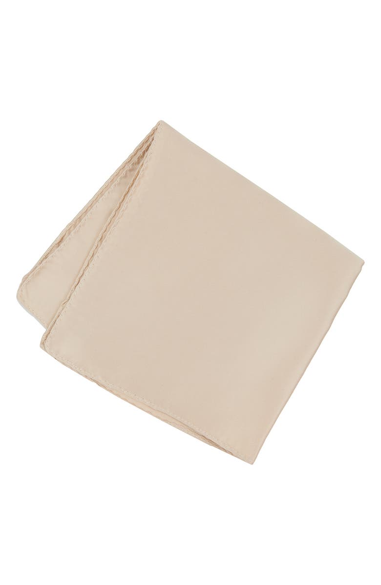 CONSTRUCT Solid Cotton Pocket Square, Main, color, Vanilla