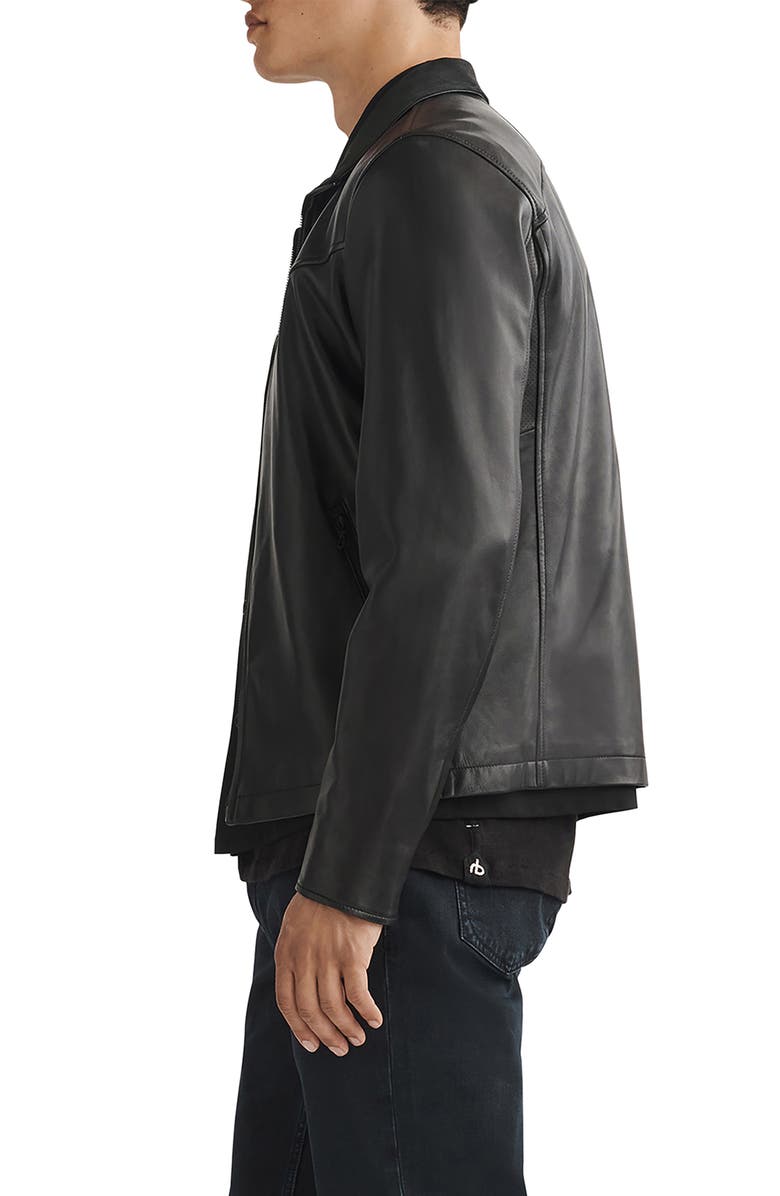 rag & bone Grant Stand Collar Leather Jacket, Alternate, color, 